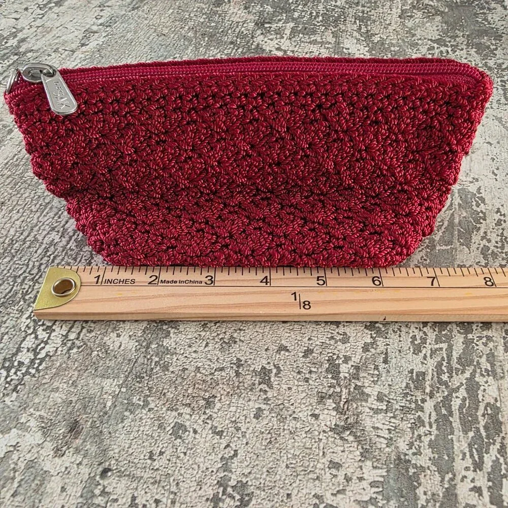 The Sak Original Garnet Red Crocheted Zip Pouch Mini Bag
